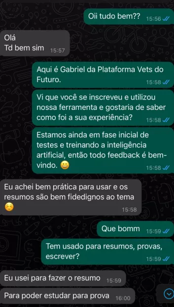 Depoimento de assinante da AiVets